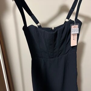 Side Split Corset Mini Dress in Black Oh Polly size 4
